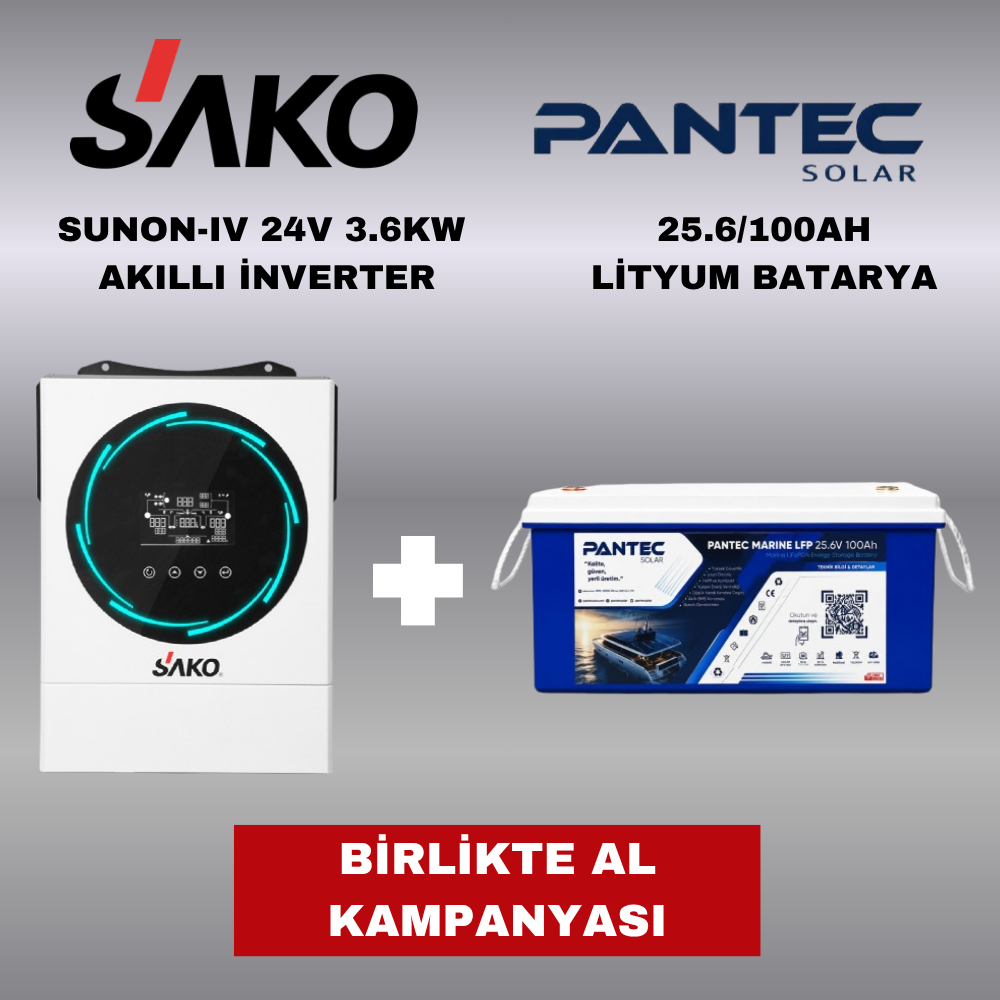 Sunon IV 3.6KW + 2.56Kw LifePo4 Lityum Akü Paket