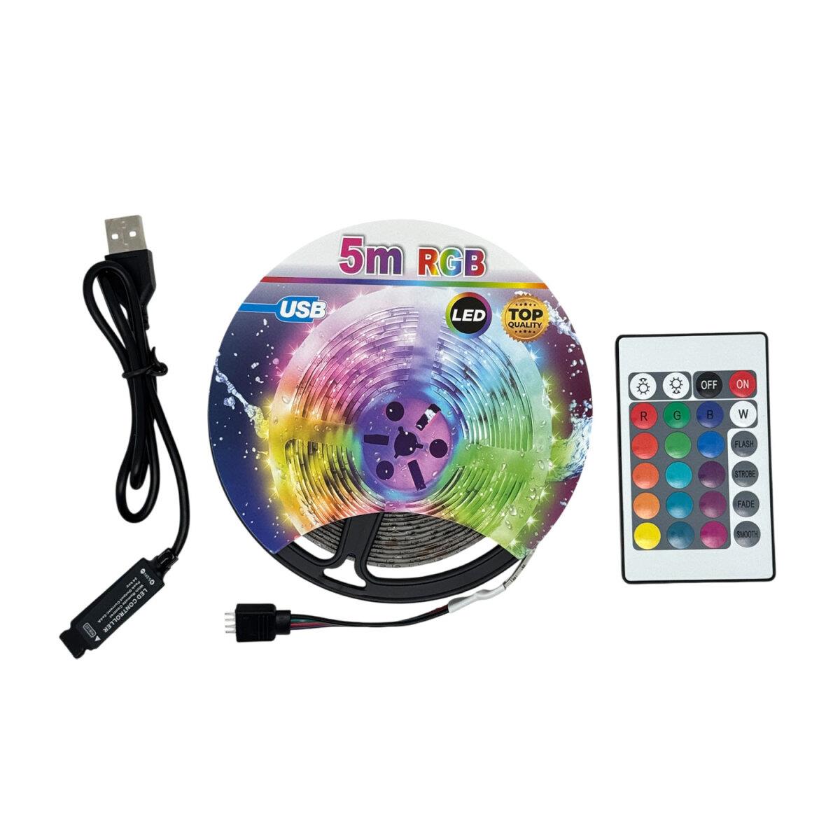 USB İle Çalışan İç Mekan Şerit Led (5 Metre Paket + Kumandalı RGB)