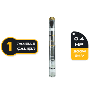 0.4HP / 300Watt / 4 Kademe / 24 Volt DC Solar Dalgıç Pompa