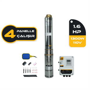1.6HP / 1300Watt / 8 Kademe / 110-200 Volt DC Solar Dalgıç Pompa