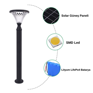 100Watt Güneş Enerjili Solar Bahçe Armatürü ( 80cm Direkli )