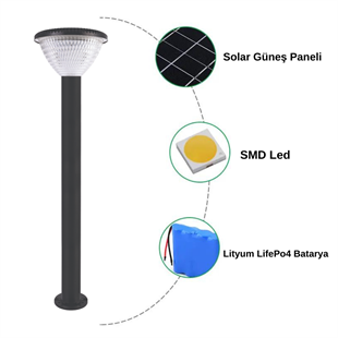 100Watt Güneş Enerjili Solar Bahçe Armatürü ( 80cm Direkli )