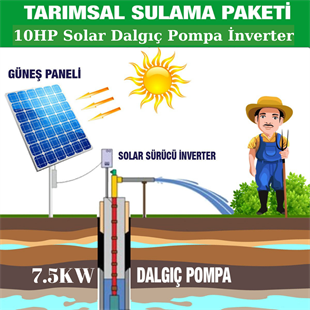 10HP - 7.5KW (1000V DC) Solar Trifaze Pompa Sürücü