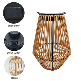 10Watt Rattan Güneş Enerjili Solar Dekoratif Bahçe Armatürü