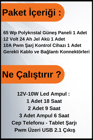 Aydınlatma Trenta Solar Paket 12 Volt-500Wp