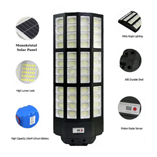 2000 Watt Güneş Enerjili Solar Sokak ve Yol Aydınlatma Armatürü