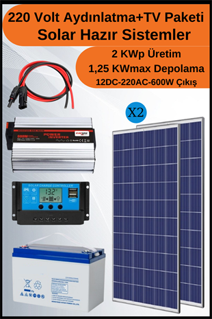 TV+Aydınlatma Trenta Solar Paket 220 Volt-2KWp