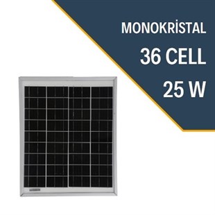 25 Watt Monokristal Solar Güneş Enerji Paneli