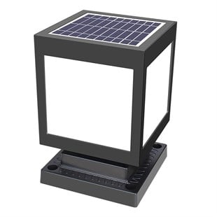 30 Watt Solar Set Duvar Üstü Ayaklı Dekoratif Küp Armatür (Beyaz Işık)