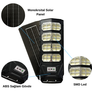 300 Watt Güneş Enerjili Solar Sokak ve Yol Aydınlatma Armatürü (Günışığı)