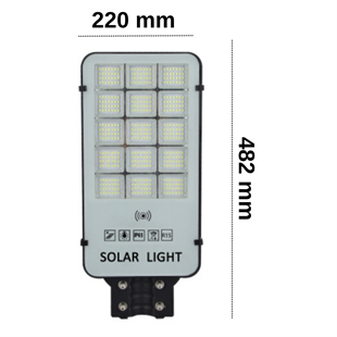300 Watt Güneş Enerjili Solar Sokak ve Yol Aydınlatma Armatürü (Beyaz Işık)