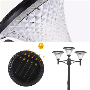 3X100Watt Güneş Enerjili Solar Bahçe Armatürü ( 300cm Direkli )
