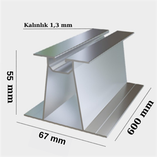55x600 mm Solar Panel Montaj Aşık Profili