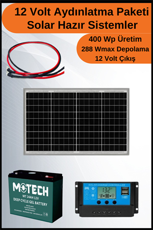 Aydınlatma Trenta Mono Solar Paket 12 Volt-400Wp