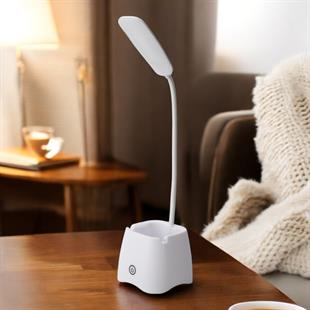 Dokunmatik 3 Kademe Işık Ayarlı USB Şarjlı Led Masa Lambası + Kalemlik