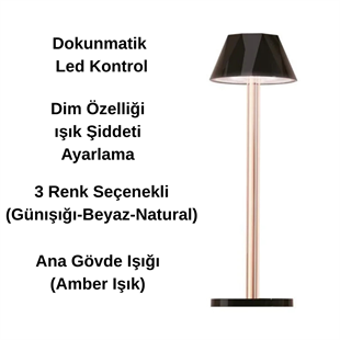 Dokunmatik Şarjlı Dekoratif Mellea Led Masa Lambası