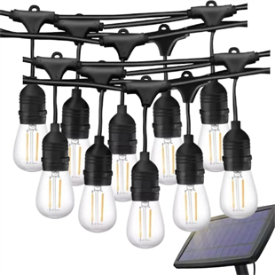 Güneş Enerjili Solar 10 Adet S14 Led Ampullü 10 Metre Led Işık Seti 