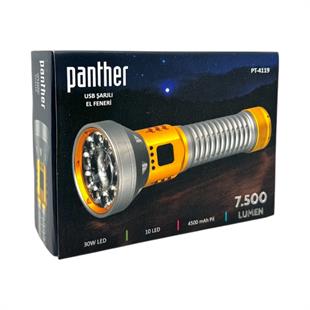 30 Watt + 10 Ledli USB Şarjlı El Feneri