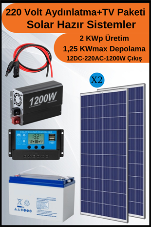 TV+Aydınlatma Maxi Solar Paket 220 Volt -2KWp