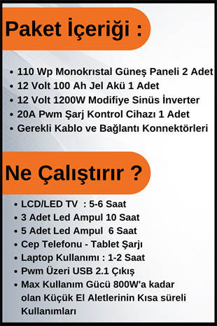TV+Aydınlatma Maxi Solar Paket 220 Volt -2KWp