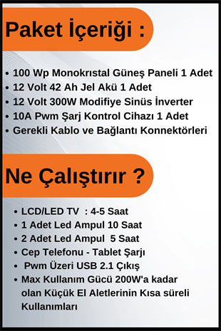 TV+Aydınlatma Short Mono Solar Paket 220 Volt-800Wp