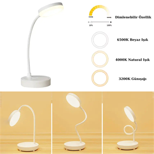 USB Şarjlı Esnek Tasarımlı Dimlenebilir Masa Lambası