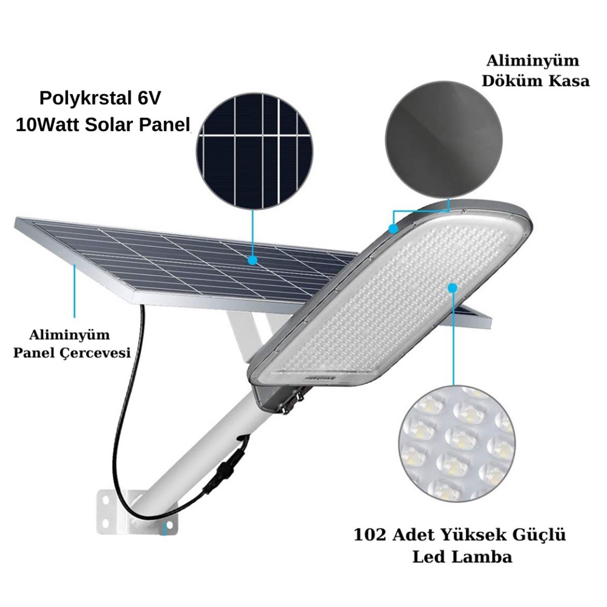 100Watt Güneş Enerjili Solar Sokak Lambası I cinarelk.com
