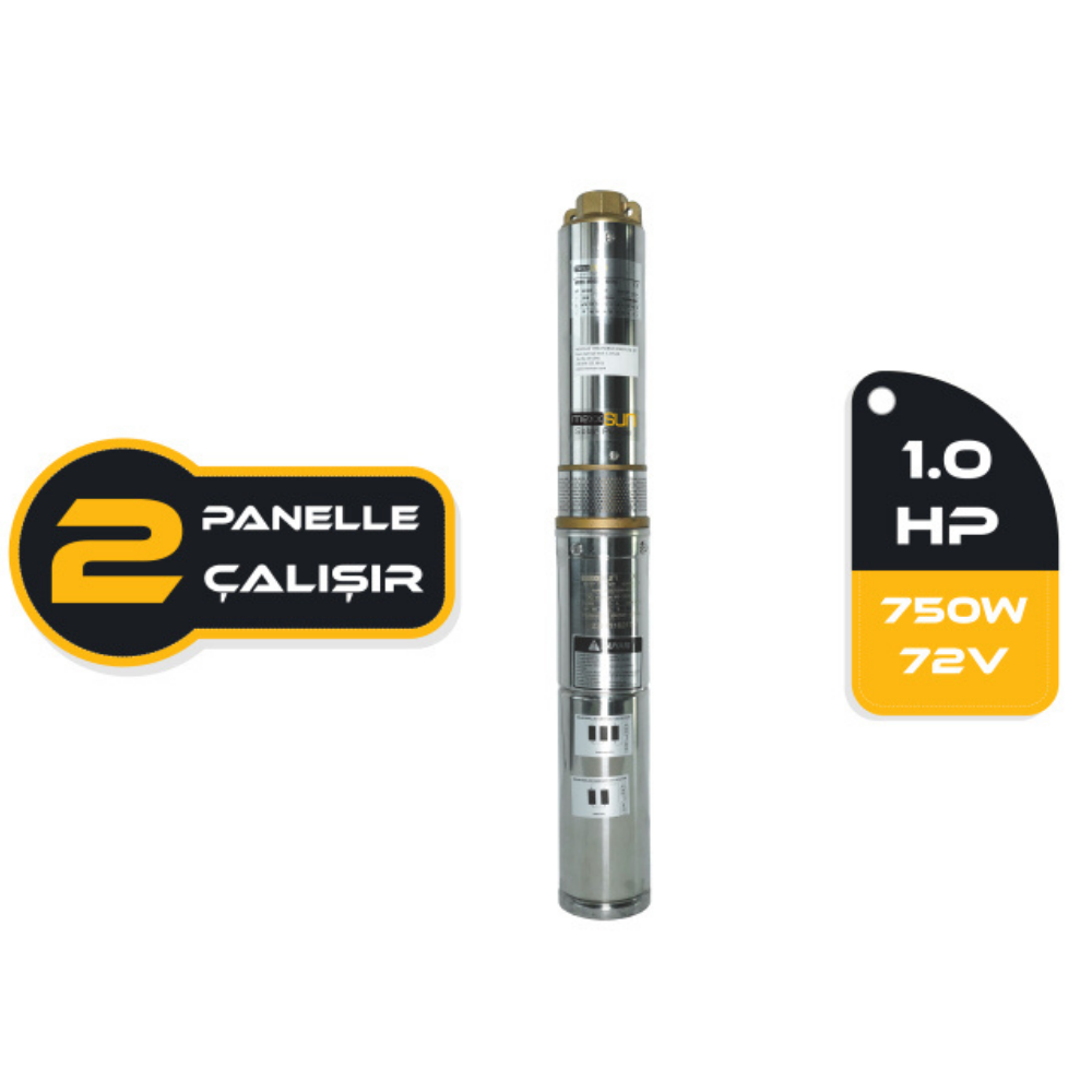 1HP / 750Watt / 4 Kademe / 48 Volt DC Solar Dalgıç Pompa