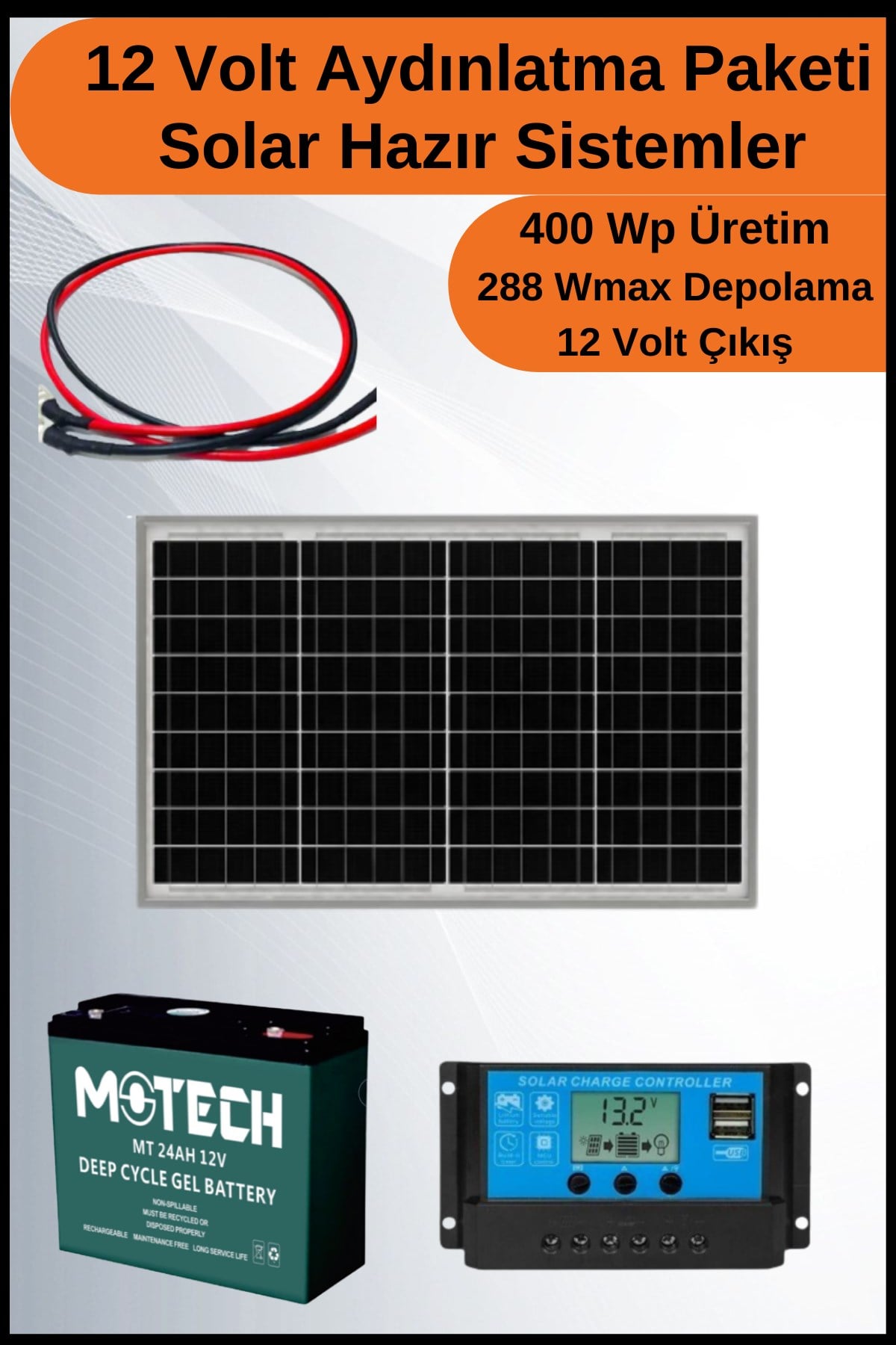 Aydınlatma Trenta Mono Solar Paket 12 Volt-400Wp