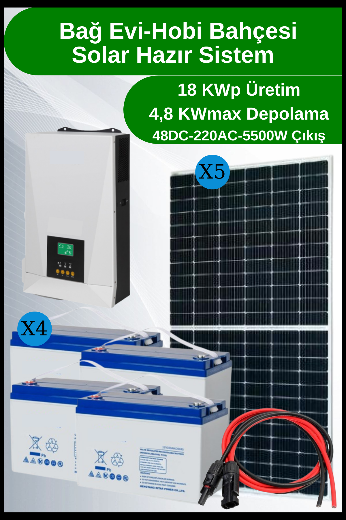 Bağ Evi Buzdolabı Çamaşır/Bulaşık Makinesi Solar Güneş Enerji Sistemi 18kwp