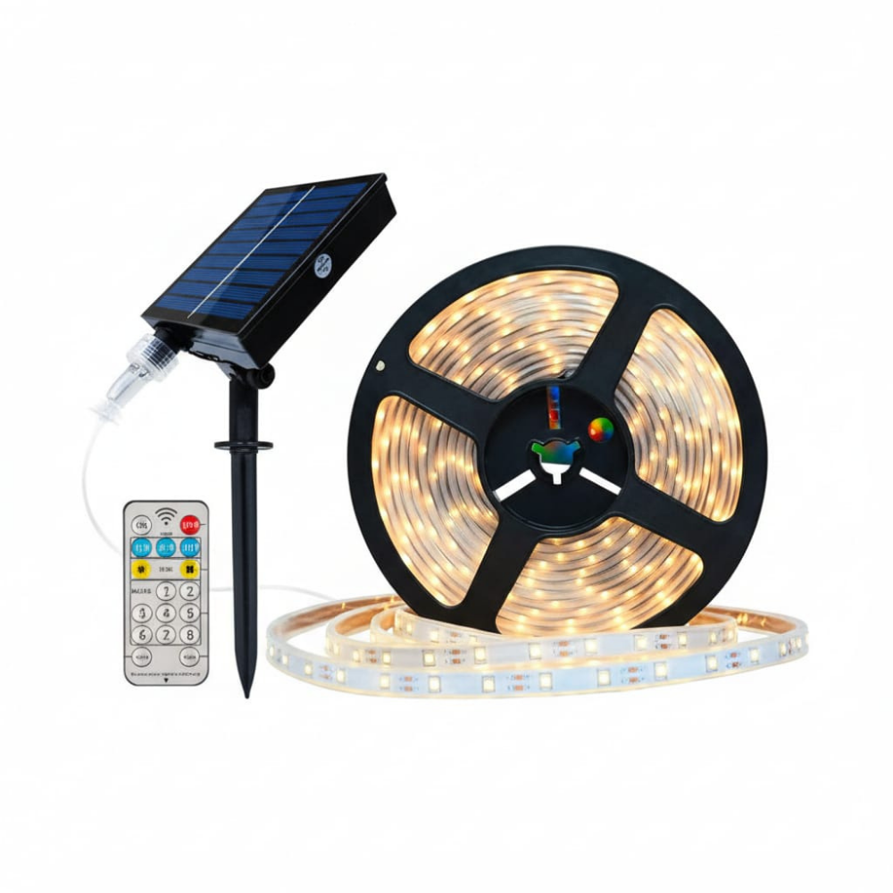 50Watt Güneş Panelli Solar 10 Metre Hortum Şerit Led  (Günışığı)