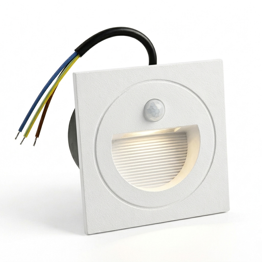 Forlife FL-2291 Beyaz Döküm Kasa Hareket Sensörlü Merdiven Kolidor Aydınlatma Armatürü (Günışığı)