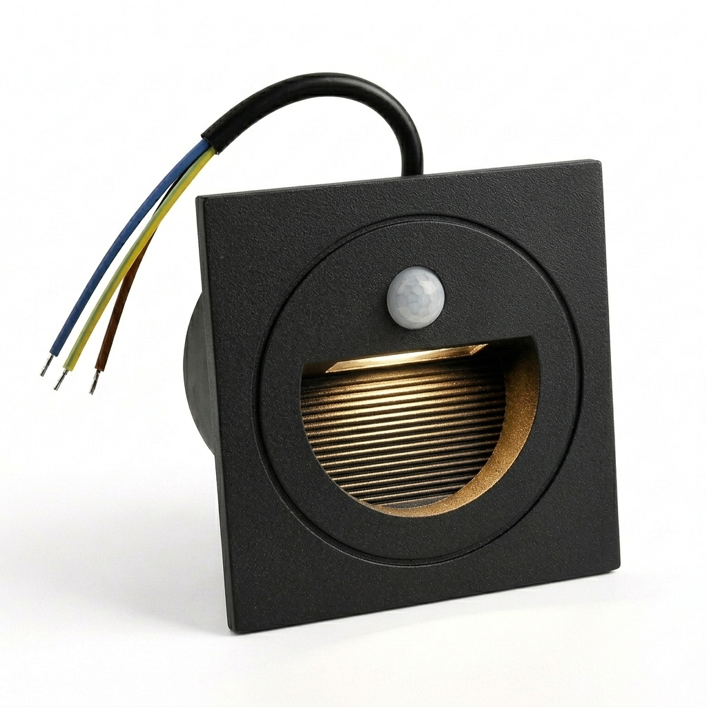 Forlife FL-2291 Siyah Döküm Kasa Hareket Sensörlü Merdiven Kolidor Aydınlatma Armatürü