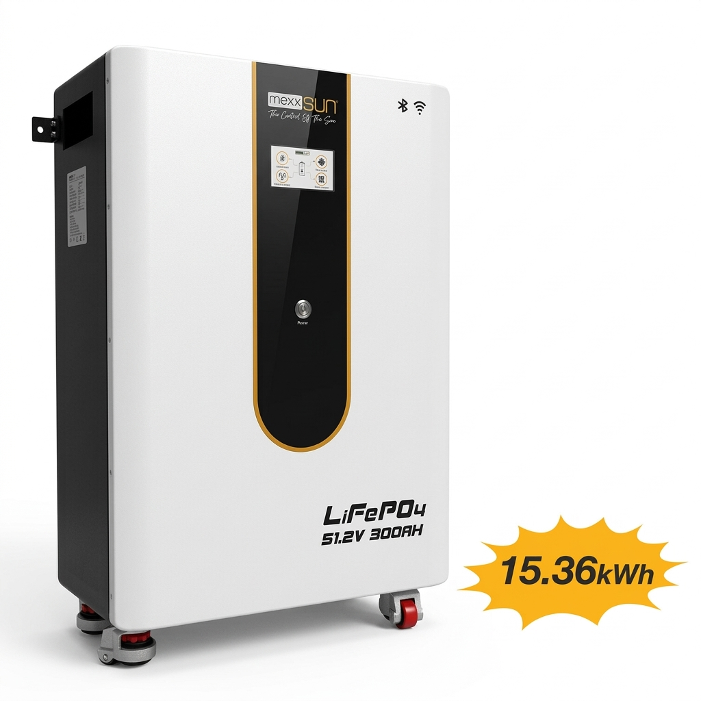 Mexxsun 51.2 Volt 300Ah 15.36 KWh LifePo4 Lityum Akü