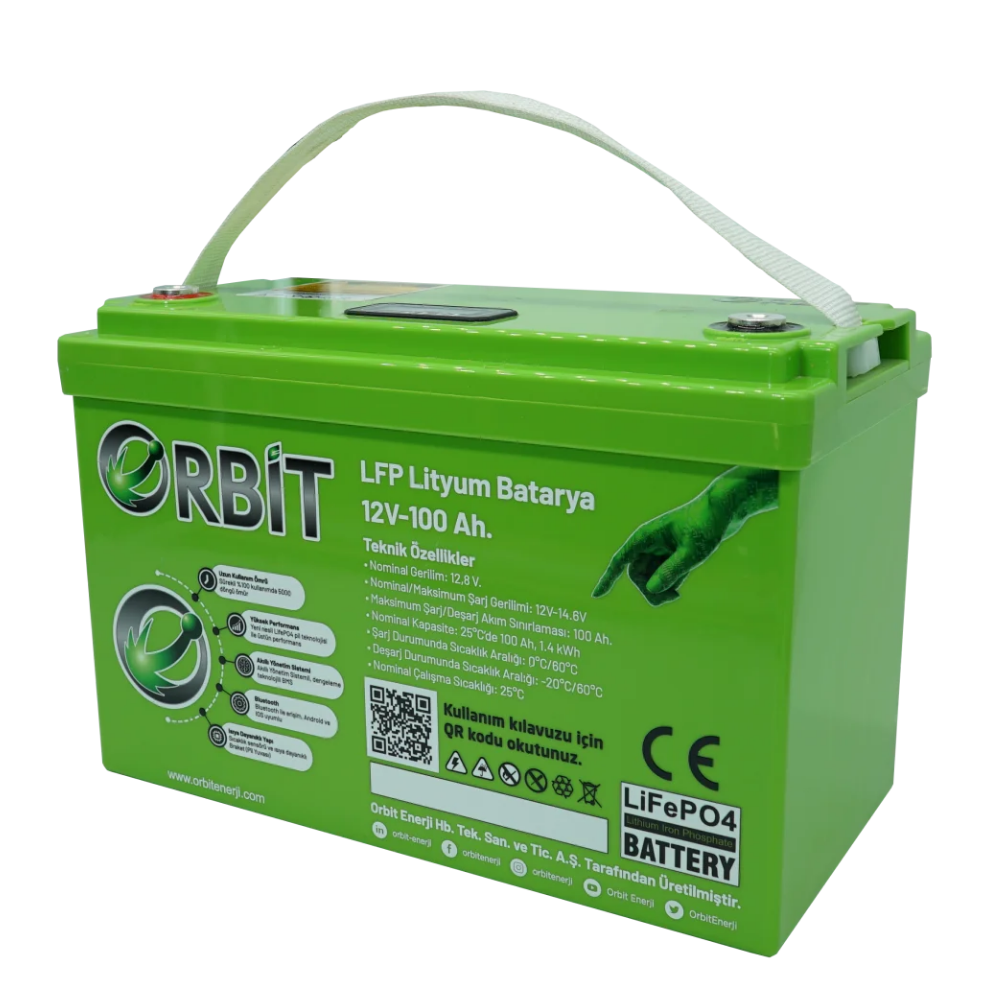 Orbit 12 Volt-100Ah LifePo4 Lityum batarya