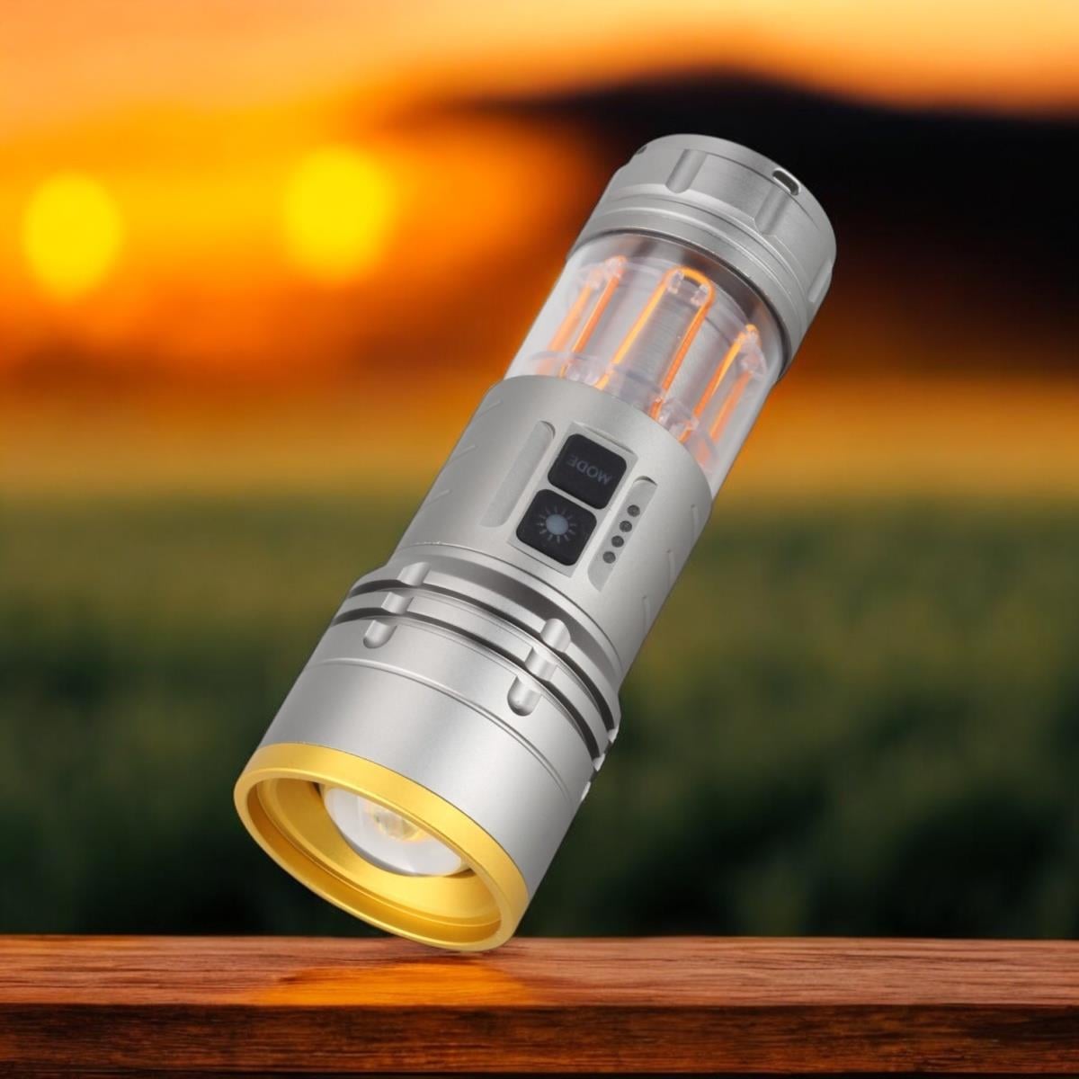 Panther PT-4128 20 Watt Led + 360° Flement Ledli USB Şarjlı Zoomlu El Feneri