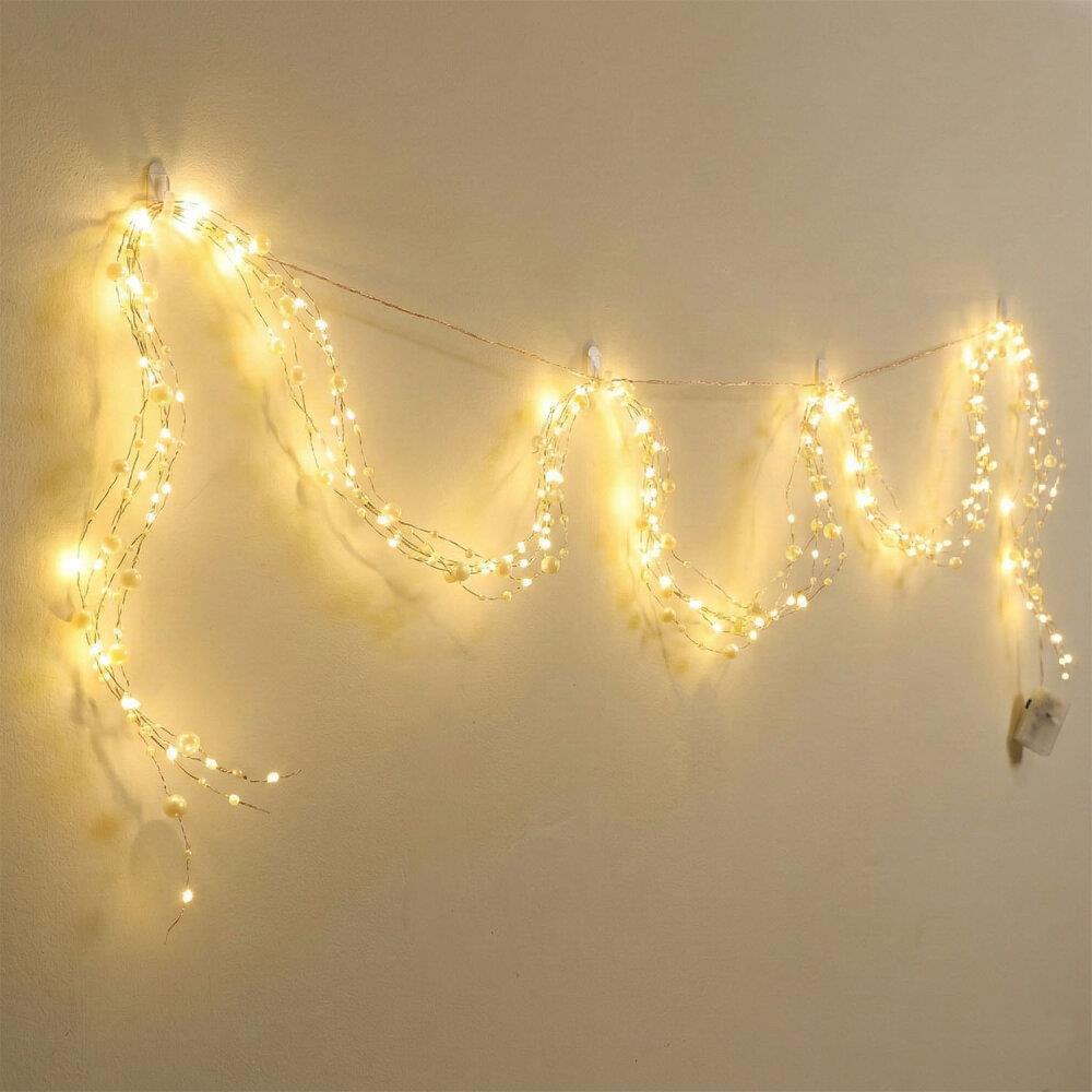 Pilli İnci Led Işık Zinciri (Günışığı - 2 Metre)