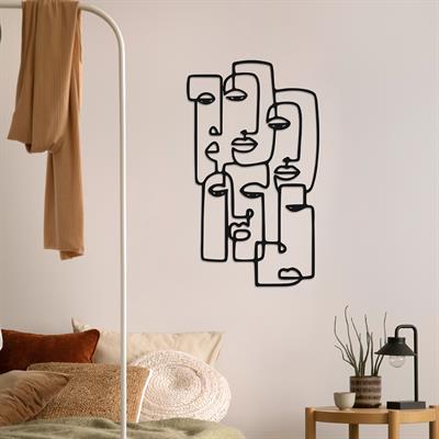 Abstract Faces – Soyut Durgun Bakışlı Metal Dekor, Boho Metal Duvar Tablosu, Figüratif Metal Dekor