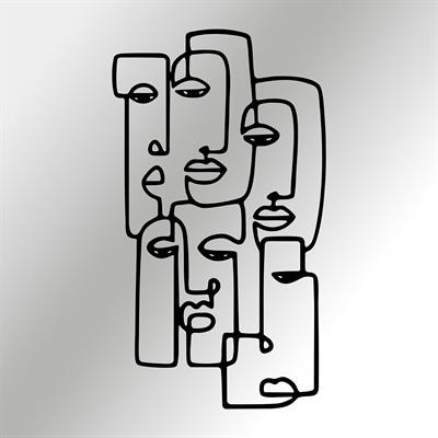 Abstract Faces – Soyut Durgun Bakışlı Metal Dekor, Boho Metal Duvar Tablosu, Figüratif Metal Dekor