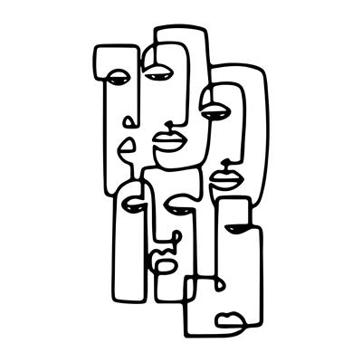 Abstract Faces – Soyut Durgun Bakışlı Metal Dekor, Boho Metal Duvar Tablosu, Figüratif Metal Dekor