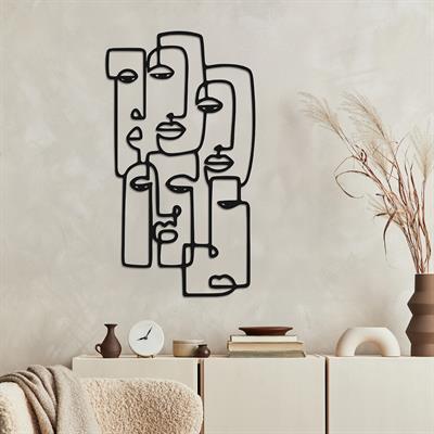 Abstract Faces – Soyut Durgun Bakışlı Metal Dekor, Boho Metal Duvar Tablosu, Figüratif Metal Dekor