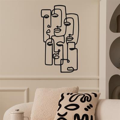 Abstract Faces – Soyut Durgun Bakışlı Metal Dekor, Boho Metal Duvar Tablosu, Figüratif Metal Dekor
