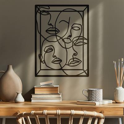 Abstract Faces Üç Boyutlu Soyut Metal Duvar Tablosu, Figüratif Derin Duvar Dekoru