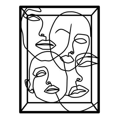 Abstract Faces Üç Boyutlu Soyut Metal Duvar Tablosu, Figüratif Derin Duvar Dekoru