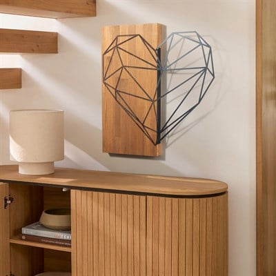 Amora Ahşap & Metal Modern Duvar Dekoru, Ev Ofis İçin Modern Duvar Süsü, Masif Ahşap Tablo