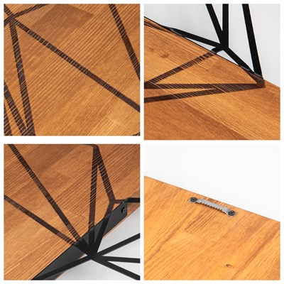 Amora Ahşap & Metal Modern Duvar Dekoru, Ev Ofis İçin Modern Duvar Süsü, Masif Ahşap Tablo