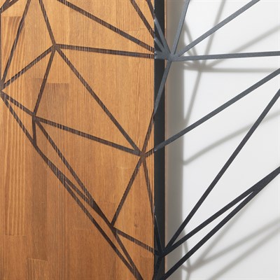 Amora Ahşap & Metal Modern Duvar Dekoru, Ev Ofis İçin Modern Duvar Süsü, Masif Ahşap Tablo