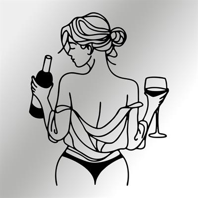 Amore Vinum Zarif Kadın Figürlü Modern Metal Duvar Tablosu, Modern Yatak Odası ve Banyo Dekoru