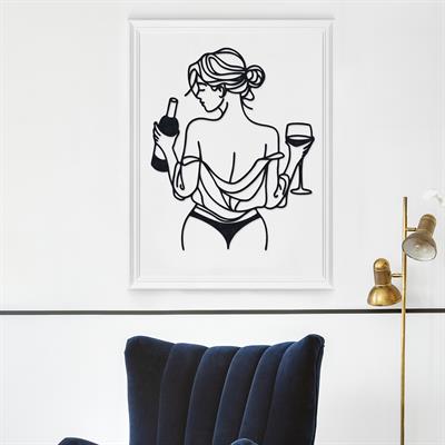 Amore Vinum Zarif Kadın Figürlü Modern Metal Duvar Tablosu, Modern Yatak Odası ve Banyo Dekoru