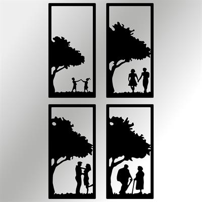 Amorea – Dört Parçada Aşk ve Yaşam Döngüsü Temalı Modern Metal Duvar Tablosu, Sevgiliye Alınacak Özel Gün Hediyesi